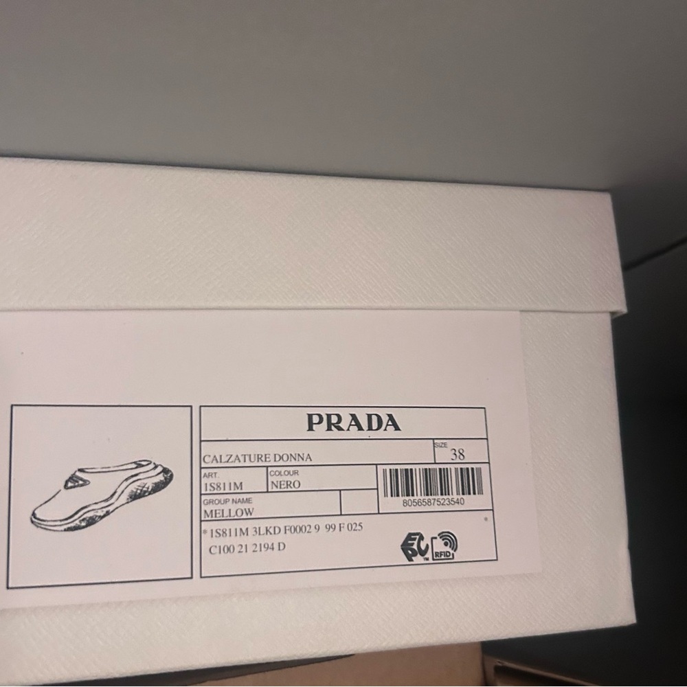 Prada Calzature Donna Mellow Slides / Sandals Noir WITH BOX AND TAGS - Picture 2 of 5